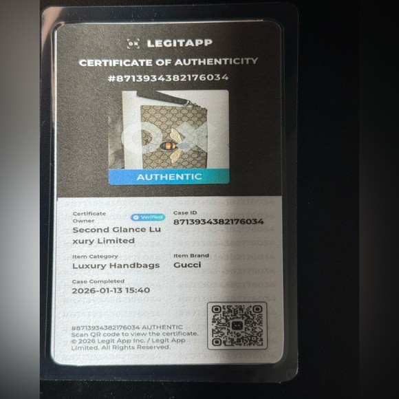 Authentic GG Supreme Monogram Blind For Love Wristlet Pouch Black - Picture 8 of 8